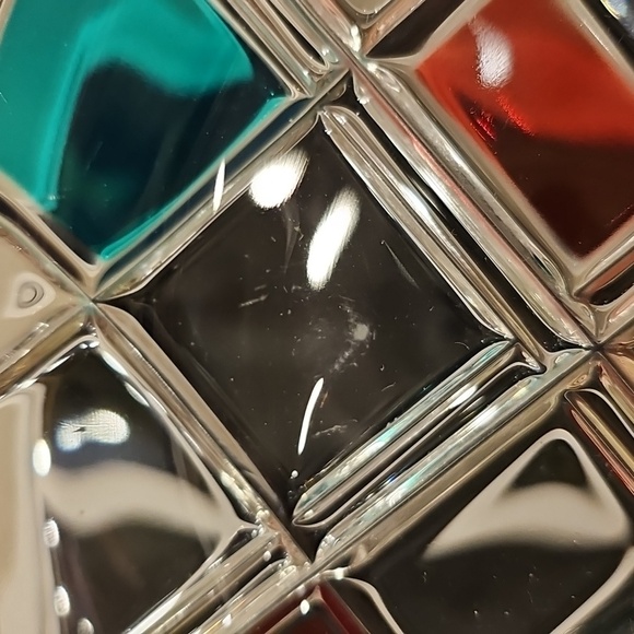 Walther Glas Red + Green Plaid Crystal Plate - Picture 14 of 16